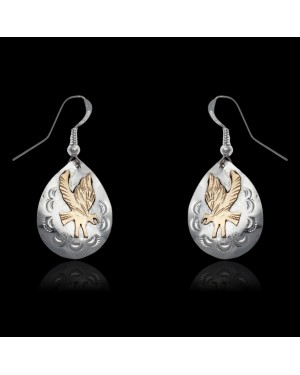 12kt Gold Filled and .925 Sterling Silver Eagle and Sun Handmade Certified Authentic Navajo Native American Dangle Earrings 24467 12kt Gold Filled and .925 Sterling Silver Eagle and Sun Handmade Certified Authentic Navajo Native American Dangle Earrings 24467