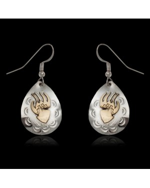 12kt Gold Filled and .925 Sterling Silver Bear Paw and Sun Handmade Certified Authentic Navajo Native American Dangle Earrings 24469 12kt Gold Filled and .925 Sterling Silver Bear Paw and Sun Handmade Certified Authentic Navajo Native American Dangle Earrings 24469