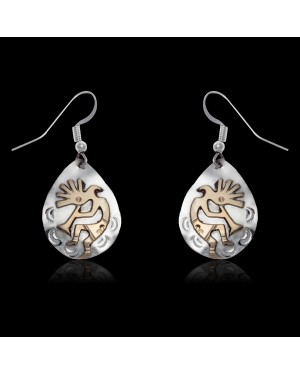 12kt Gold Filled and .925 Sterling Silver Kokopelli Handmade Certified Authentic Navajo Dangle Native American Earrings 24466 12kt Gold Filled and .925 Sterling Silver Kokopelli Handmade Certified Authentic Navajo Dangle Native American Earrings 24466