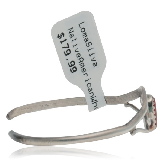 Delicate Handmade Certified Authentic Navajo .925 Sterling Silver Coral Native American Cuff Bracelet 12947-9 Delicate Handmade Certified Authentic Navajo .925 Sterling Silver Coral Native American Cuff Bracelet 12947-9
