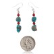 Natural Turquoise and Coral .925 Sterling Silver Hooks Certified Authentic Navajo Native American Dangle Earrings 27277 Natural Turquoise and Coral .925 Sterling Silver Hooks Certified Authentic Navajo Native American Dangle Earrings 27277