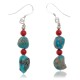 Natural Turquoise and Coral .925 Sterling Silver Hooks Certified Authentic Navajo Native American Dangle Earrings 27277 Natural Turquoise and Coral .925 Sterling Silver Hooks Certified Authentic Navajo Native American Dangle Earrings 27277