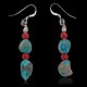 Natural Turquoise and Coral .925 Sterling Silver Hooks Certified Authentic Navajo Native American Dangle Earrings 27277 Natural Turquoise and Coral .925 Sterling Silver Hooks Certified Authentic Navajo Native American Dangle Earrings 27277
