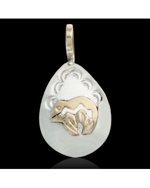 Delicate 12kt Gold Filled and .925 Sterling Silver Bear Handmade Certified Authentic Navajo Native American Pendant 24473 Delicate 12kt Gold Filled and .925 Sterling Silver Bear Handmade Certified Authentic Navajo Native American Pendant 24473