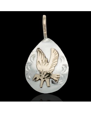 Delicate 12kt Gold Filled and .925 Sterling Silver Eagle Handmade Certified Authentic Navajo Native American Pendant 24474 Delicate 12kt Gold Filled and .925 Sterling Silver Eagle Handmade Certified Authentic Navajo Native American Pendant 24474