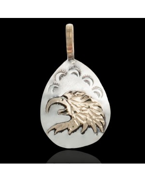 12kt Gold Filled and .925 Sterling Silver Eagle Head Handmade Certified Authentic Navajo Native American Delicate Pendant 24476 12kt Gold Filled and .925 Sterling Silver Eagle Head Handmade Certified Authentic Navajo Native American Delicate Pendant 24476