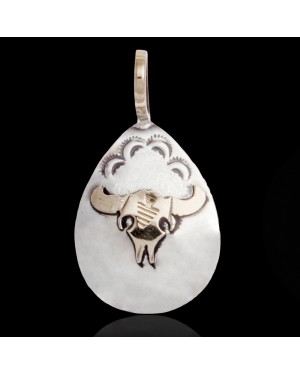 12kt Gold Filled and .925 Sterling Silver Bull Skull Handmade Navajo Pendant NB151219024528 12kt Gold Filled and .925 Sterling Silver Bull Skull Handmade Navajo Pendant NB151219024528