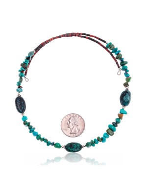 Natural Turquoise Certified Authentic Navajo Native American Adjustable 3 Stone Choker Wrap Necklace 25498 Natural Turquoise Certified Authentic Navajo Native American Adjustable 3 Stone Choker Wrap Necklace 25498