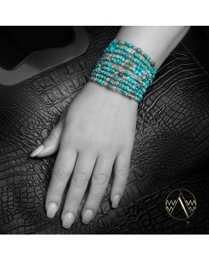 Certified Authentic Navajo Native American Natural Turquoise Adjustable Wrap Bracelet 12732-14 Certified Authentic Navajo Native American Natural Turquoise Adjustable Wrap Bracelet 12732-14
