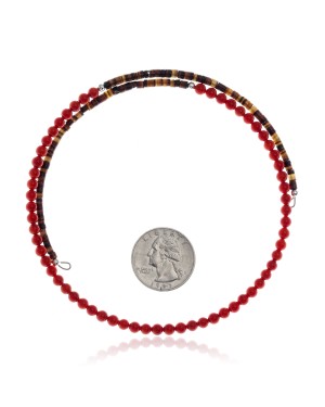Coral and Natural Turquoise Certified Authentic Navajo Native American Adjustable Choker Wrap Necklace 25582 Coral and Natural Turquoise Certified Authentic Navajo Native American Adjustable Choker Wrap Necklace 25582