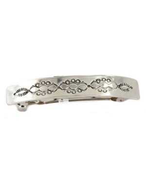 Handmade Certified Authentic Navajo Nickel Native American Hair Barrette 10343-5 Handmade Certified Authentic Navajo Nickel Native American Hair Barrette 10343-5