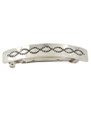 Handmade Certified Authentic Nickel Navajo Native American Hair Barrette 10345-4 Handmade Certified Authentic Nickel Navajo Native American Hair Barrette 10345-4