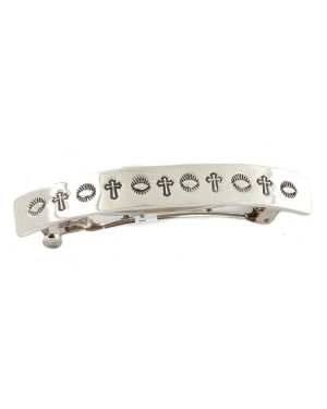 Handmade Cross Certified Authentic Navajo Nickel Native American Hair Barrette 10344-1 Handmade Cross Certified Authentic Navajo Nickel Native American Hair Barrette 10344-1