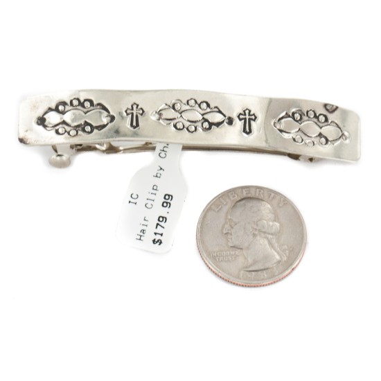 Cross Certified Authentic Handmade Nickel Navajo Native American Hair Barrette 10343-6 Cross Certified Authentic Handmade Nickel Navajo Native American Hair Barrette 10343-6