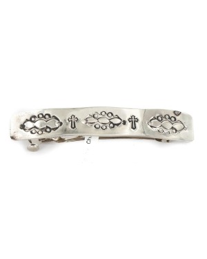 Cross Certified Authentic Handmade Nickel Navajo Native American Hair Barrette 10343-6 Cross Certified Authentic Handmade Nickel Navajo Native American Hair Barrette 10343-6