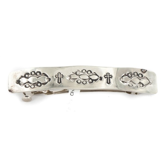 Cross Certified Authentic Handmade Nickel Navajo Native American Hair Barrette 10343-6 Cross Certified Authentic Handmade Nickel Navajo Native American Hair Barrette 10343-6
