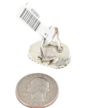 Handmade Silver Certified Authentic Navajo White Buffalo Native American Ring 16959-1 Handmade Silver Certified Authentic Navajo White Buffalo Native American Ring 16959-1