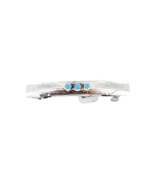 Handmade Silver Certified Authentic Navajo Natural Turquoise Native American Hair Barrette 10346-7 Handmade Silver Certified Authentic Navajo Natural Turquoise Native American Hair Barrette 10346-7