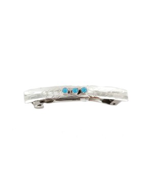Silver Certified Authentic Handmade Navajo Natural Turquoise Native American Hair Barrette 10346-10 Silver Certified Authentic Handmade Navajo Natural Turquoise Native American Hair Barrette 10346-10