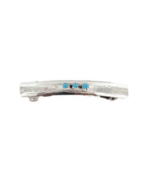 Silver Certified Authentic Handmade Navajo Natural Turquoise Native American Hair Barrette 10346-5 Silver Certified Authentic Handmade Navajo Natural Turquoise Native American Hair Barrette 10346-5