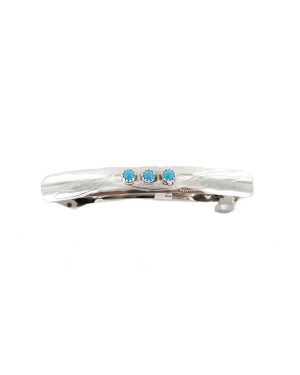 Silver Certified Authentic Navajo Handmade Natural Turquoise Native American Hair Barrette 10346-2 Silver Certified Authentic Navajo Handmade Natural Turquoise Native American Hair Barrette 10346-2