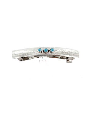 Silver Handmade Certified Authentic Navajo Natural Turquoise Native American Hair Barrette 10346-6 Silver Handmade Certified Authentic Navajo Natural Turquoise Native American Hair Barrette 10346-6