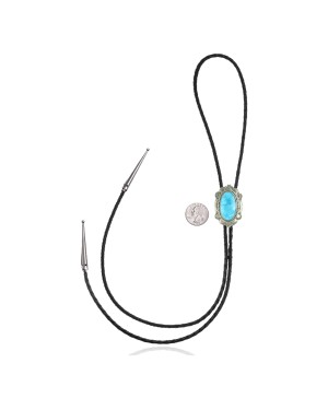 Handmade Certified Authentic Navajo .925 Sterling Silver Natural Turquoise Native American Bolo Tie 34107 Handmade Certified Authentic Navajo .925 Sterling Silver Natural Turquoise Native American Bolo Tie 34107