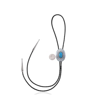 Sun .925 Sterling Silver Certified Authentic Handmade Navajo Native American Natural Turquoise Bolo Tie 34106 Sun .925 Sterling Silver Certified Authentic Handmade Navajo Native American Natural Turquoise Bolo Tie 34106