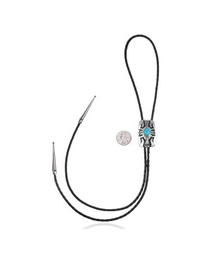 Sun Feather.925 Sterling Silver Certified Authentic Handmade Navajo Native American Natural Turquoise Bolo Tie 34112 Sun Feather.925 Sterling Silver Certified Authentic Handmade Navajo Native American Natural Turquoise Bolo Tie 34112