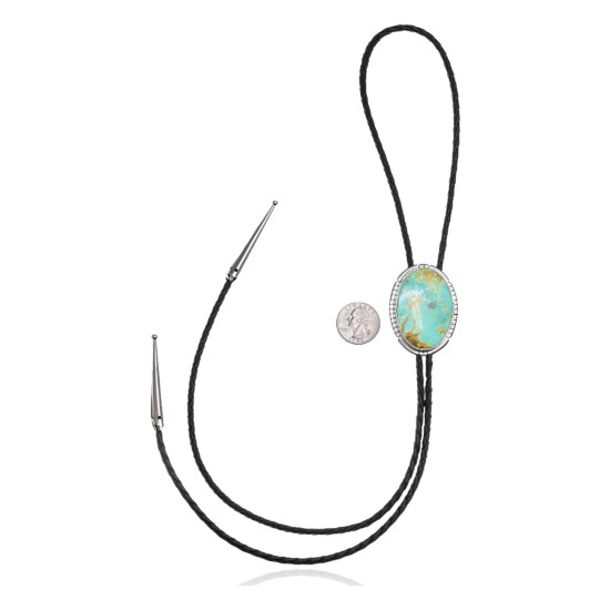 Handmade Certified Authentic Navajo .925 Sterling Silver Native American Natural Turquoise Bolo Tie 34121 Handmade Certified Authentic Navajo .925 Sterling Silver Native American Natural Turquoise Bolo Tie 34121