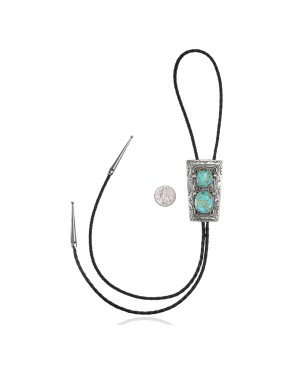 Handmade Certified Authentic Navajo .925 Sterling Silver Native American Natural Turquoise Bolo Tie 34124 Handmade Certified Authentic Navajo .925 Sterling Silver Native American Natural Turquoise Bolo Tie 34124
