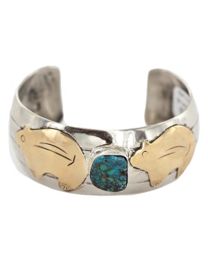 Certified Authentic Handmade Bear Nickel Brass Natural Spiderweb Turquoise Navajo Native American Bracelet 13164 Certified Authentic Handmade Bear Nickel Brass Natural Spiderweb Turquoise Navajo Native American Bracelet 13164