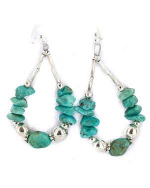 .925 Sterling Silver Hooks Certified Authentic Navajo Natural Turquoise Native American Hoop Earrings 18153-10 .925 Sterling Silver Hooks Certified Authentic Navajo Natural Turquoise Native American Hoop Earrings 18153-10