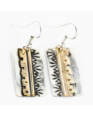12kt Gold Filled and .925 Sterling Silver Handmade MOUNTAIN Certified Authentic Navajo Dangle Native American Earrings 27185-1 12kt Gold Filled and .925 Sterling Silver Handmade MOUNTAIN Certified Authentic Navajo Dangle Native American Earrings 27185-1