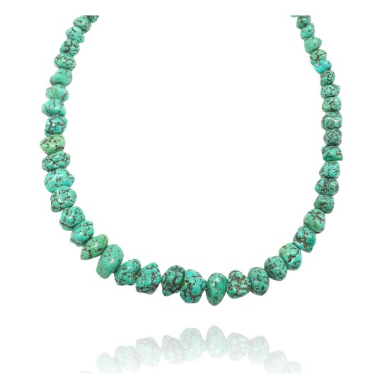 .925 Sterling Silver Certified Authentic Navajo Native American 1 strand Natural Turquoise Necklace 35126 .925 Sterling Silver Certified Authentic Navajo Native American 1 strand Natural Turquoise Necklace 35126