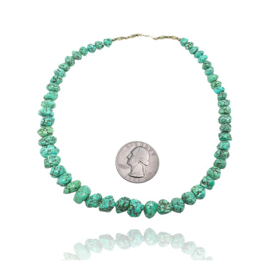 .925 Sterling Silver Certified Authentic Navajo Native American 1 strand Natural Turquoise Necklace 35126 .925 Sterling Silver Certified Authentic Navajo Native American 1 strand Natural Turquoise Necklace 35126