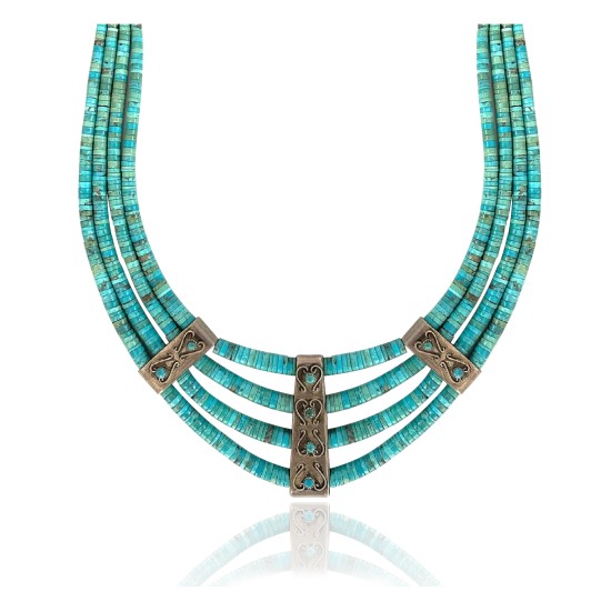 .925 Sterling Silver Certified Authentic Navajo Native American 3 strand Magnesite Necklace 35133 .925 Sterling Silver Certified Authentic Navajo Native American 3 strand Magnesite Necklace 35133