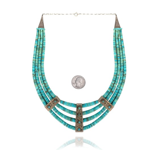 .925 Sterling Silver Certified Authentic Navajo Native American 3 strand Magnesite Necklace 35133 .925 Sterling Silver Certified Authentic Navajo Native American 3 strand Magnesite Necklace 35133