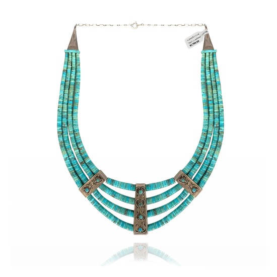 .925 Sterling Silver Certified Authentic Navajo Native American 3 strand Magnesite Necklace 35133 .925 Sterling Silver Certified Authentic Navajo Native American 3 strand Magnesite Necklace 35133