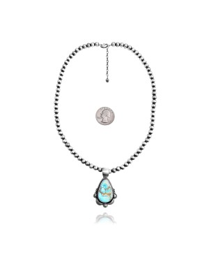 Sun .925 Sterling Silver Certified Authentic Handmade Navajo Native American Natural Turquoise Necklace 35152 Sun .925 Sterling Silver Certified Authentic Handmade Navajo Native American Natural Turquoise Necklace 35152