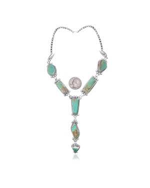 Simple and Elegant .925 Sterling Silver Certified Authentic Navajo Native American Natural Multi Turquoise Necklace 35207 Simple and Elegant .925 Sterling Silver Certified Authentic Navajo Native American Natural Multi Turquoise Necklace 35207