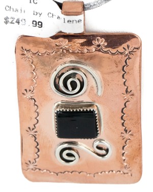 Handmade Certified Authentic Navajo Pure .925 Sterling Silver Copper Natural Black Onyx Native American Necklace 14973 Handmade Certified Authentic Navajo Pure .925 Sterling Silver Copper Natural Black Onyx Native American Necklace 14973