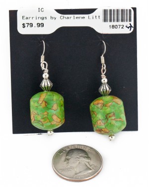 Certified Authentic .925 Sterling Silver Hooks Navajo Hook Composite Gaspeite Native American Earrings 18072-51 Certified Authentic .925 Sterling Silver Hooks Navajo Hook Composite Gaspeite Native American Earrings 18072-51