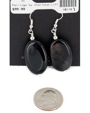 Certified Authentic Navajo .925 Sterling Silver Hooks Dangle Natural Black Onyx Native American Earrings 18119-1 Certified Authentic Navajo .925 Sterling Silver Hooks Dangle Natural Black Onyx Native American Earrings 18119-1