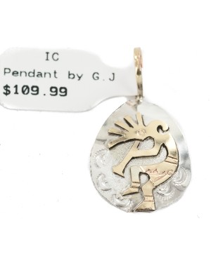 12kt Gold Filled and .925 Sterling Silver Certified Authentic Kokopelli Handmade Navajo Native American Pendant 24471 12kt Gold Filled and .925 Sterling Silver Certified Authentic Kokopelli Handmade Navajo Native American Pendant 24471