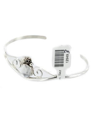Handmade Certified Authentic Navajo .925 Sterling Silver White Howlite Native American Bracelet 12949-3 Handmade Certified Authentic Navajo .925 Sterling Silver White Howlite Native American Bracelet 12949-3