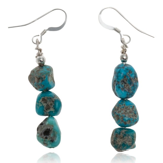 Natural Turquoise .925 Sterling Silver Hooks Certified Authentic Navajo Native American Dangle Hook Earrings 27276 Natural Turquoise .925 Sterling Silver Hooks Certified Authentic Navajo Native American Dangle Hook Earrings 27276