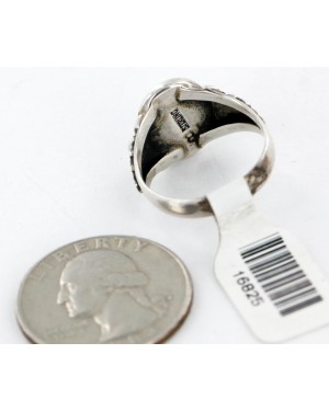 Handmade Certified Authentic Navajo T.Begay .925 Sterling Silver Natural White Buffalo Native American Ring 16825 Handmade Certified Authentic Navajo T.Begay .925 Sterling Silver Natural White Buffalo Native American Ring 16825