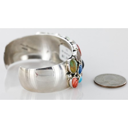 Handmade Certified Authentic Navajo .925 Sterling Silver Multicolor Turquoise, Coral, Lapis Native American Cuff Bracelet 12483 Handmade Certified Authentic Navajo .925 Sterling Silver Multicolor Turquoise, Coral, Lapis Native American Cuff Bracelet 12483
