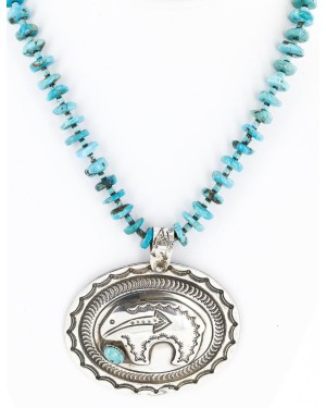 Collectable Large Handmade Certified Authentic Bear Navajo .925 Sterling Silver Natural Turquoise Native American Pendant and Necklace 15026 Collectable Large Handmade Certified Authentic Bear Navajo .925 Sterling Silver Natural Turquoise Native American Pendant and Necklace 15026